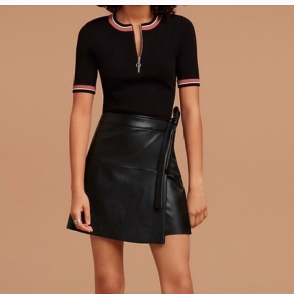 Aritzia Wilfred Free Vegan Leather Wrap Skirt - Picture 1 of 6